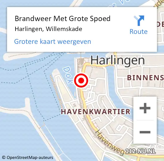 Locatie op kaart van de 112 melding: Brandweer Met Grote Spoed Naar Harlingen, Willemskade op 21 mei 2015 19:03