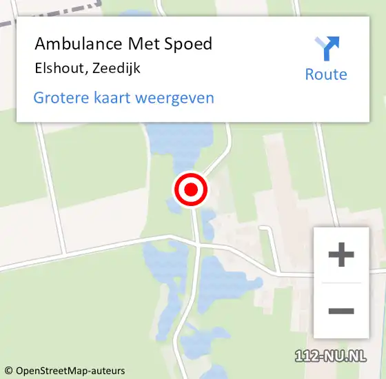 Locatie op kaart van de 112 melding: Ambulance Met Spoed Naar Elshout, Zeedijk op 8 november 2013 13:14