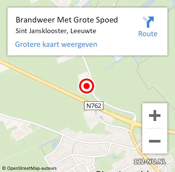 Locatie op kaart van de 112 melding: Brandweer Met Grote Spoed Naar Sint Jansklooster, Leeuwte op 21 mei 2015 19:54