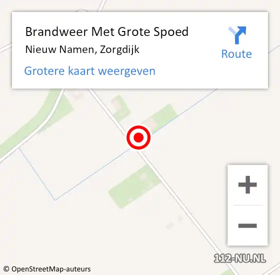 Locatie op kaart van de 112 melding: Brandweer Met Grote Spoed Naar Nieuw Namen, Zorgdijk op 21 mei 2015 19:57