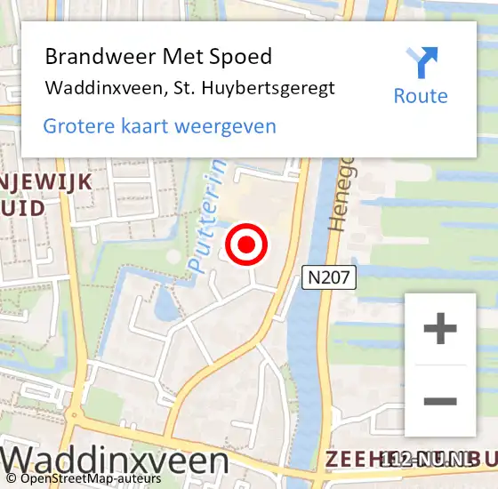 Locatie op kaart van de 112 melding: Brandweer Met Spoed Naar Waddinxveen, St. Huybertsgeregt op 21 mei 2015 20:10