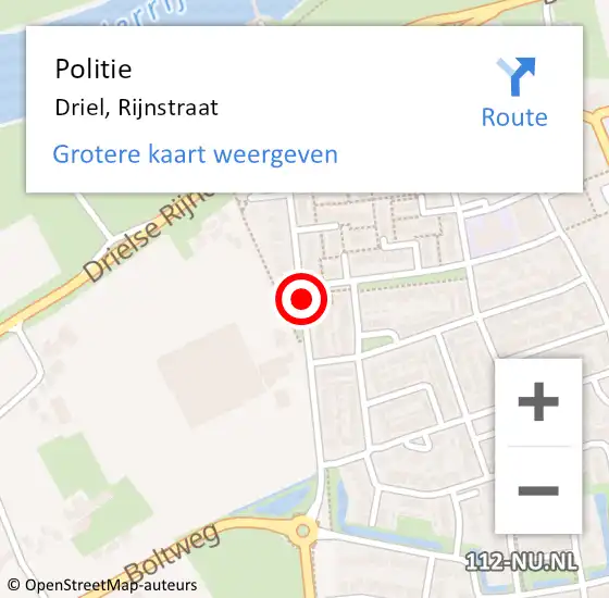 Locatie op kaart van de 112 melding: Politie Driel, Rijnstraat op 21 mei 2015 20:48