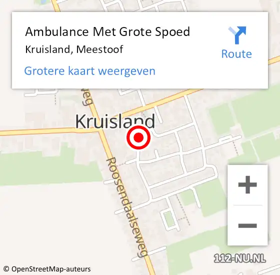 Locatie op kaart van de 112 melding: Ambulance Met Grote Spoed Naar Kruisland, Meestoof op 21 mei 2015 22:08