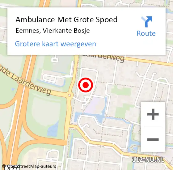 Locatie op kaart van de 112 melding: Ambulance Met Grote Spoed Naar Eemnes, Vierkante Bosje op 21 mei 2015 22:15