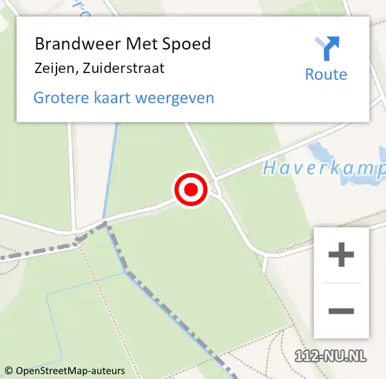 Locatie op kaart van de 112 melding: Brandweer Met Spoed Naar Zeijen, Zuiderstraat op 21 mei 2015 22:18