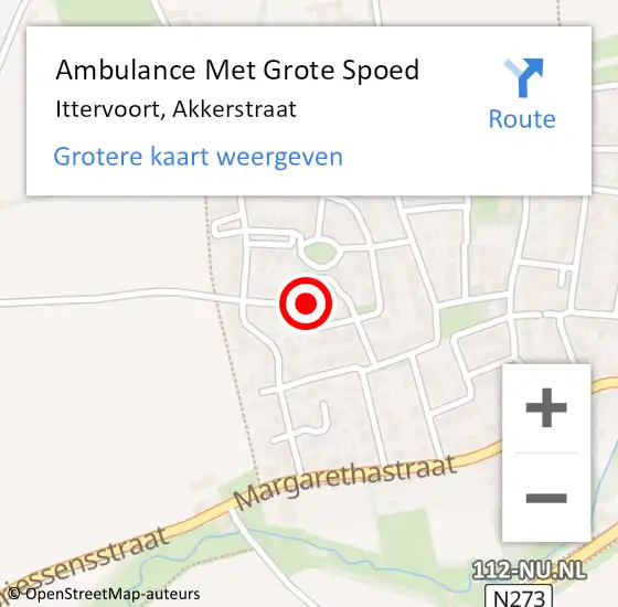 Locatie op kaart van de 112 melding: Ambulance Met Grote Spoed Naar Ittervoort, Akkerstraat op 21 mei 2015 23:52