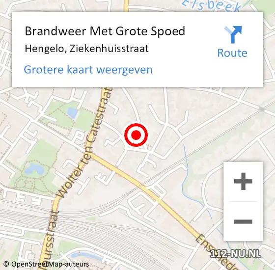 Locatie op kaart van de 112 melding: Brandweer Met Grote Spoed Naar Hengelo, Ziekenhuisstraat op 22 mei 2015 00:18