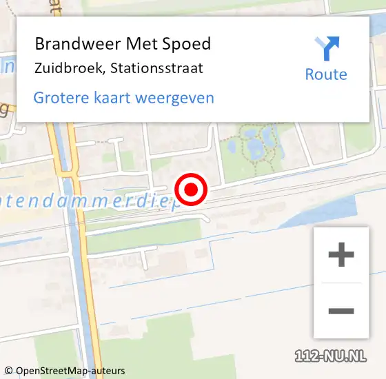 Locatie op kaart van de 112 melding: Brandweer Met Spoed Naar Zuidbroek, Stationsstraat op 22 mei 2015 00:19