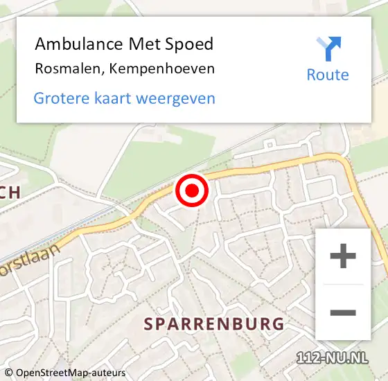 Locatie op kaart van de 112 melding: Ambulance Met Spoed Naar Rosmalen, Kempenhoeven op 22 mei 2015 00:30