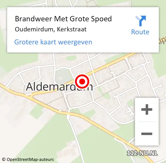 Locatie op kaart van de 112 melding: Brandweer Met Grote Spoed Naar Oudemirdum, Kerkstraat op 22 mei 2015 01:34
