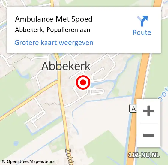 Locatie op kaart van de 112 melding: Ambulance Met Spoed Naar Abbekerk, Populierenlaan op 22 mei 2015 06:32