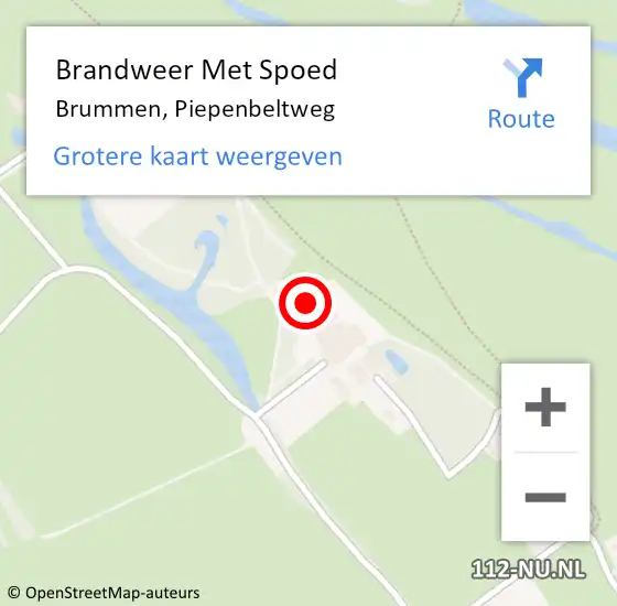 Locatie op kaart van de 112 melding: Brandweer Met Spoed Naar Brummen, Piepenbeltweg op 22 mei 2015 08:16