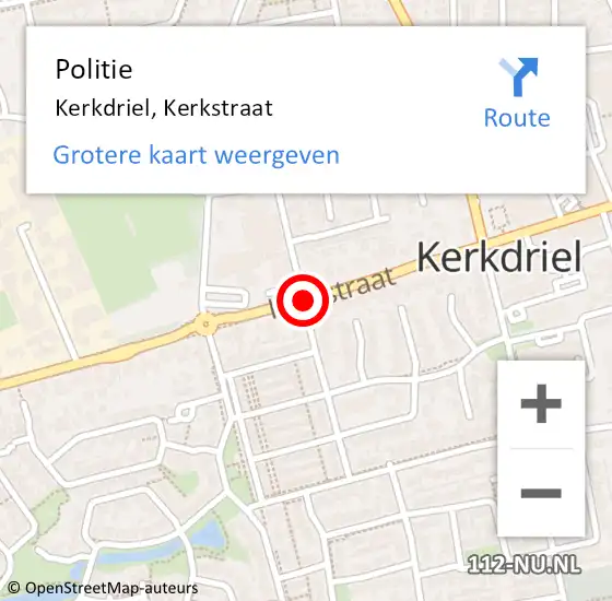 Locatie op kaart van de 112 melding: Politie Kerkdriel, Kerkstraat op 6 september 2013 09:32