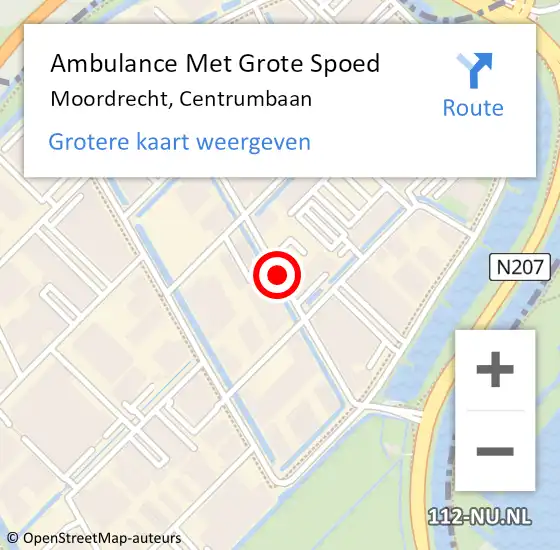 Locatie op kaart van de 112 melding: Ambulance Met Grote Spoed Naar Moordrecht, Centrumbaan op 22 mei 2015 08:42