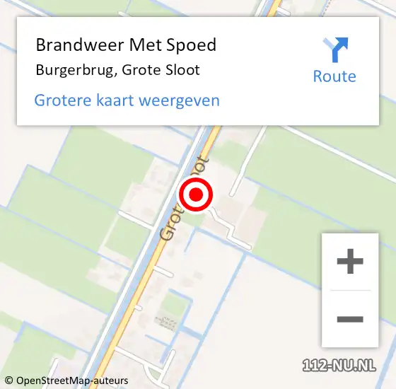 Locatie op kaart van de 112 melding: Brandweer Met Spoed Naar Burgerbrug, Grote Sloot op 8 november 2013 13:40