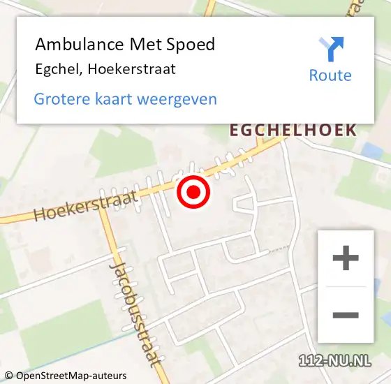 Locatie op kaart van de 112 melding: Ambulance Met Spoed Naar Egchel, Hoekerstraat op 22 mei 2015 09:02