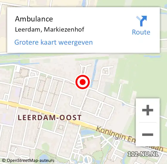 Locatie op kaart van de 112 melding: Ambulance Leerdam, Markiezenhof op 22 mei 2015 09:18