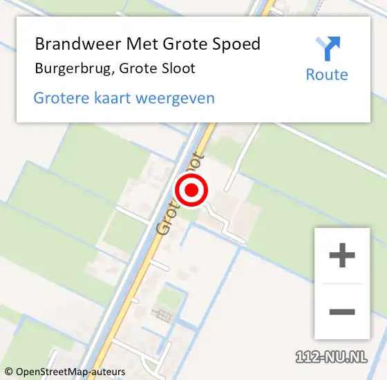 Locatie op kaart van de 112 melding: Brandweer Met Grote Spoed Naar Burgerbrug, Grote Sloot op 8 november 2013 13:43