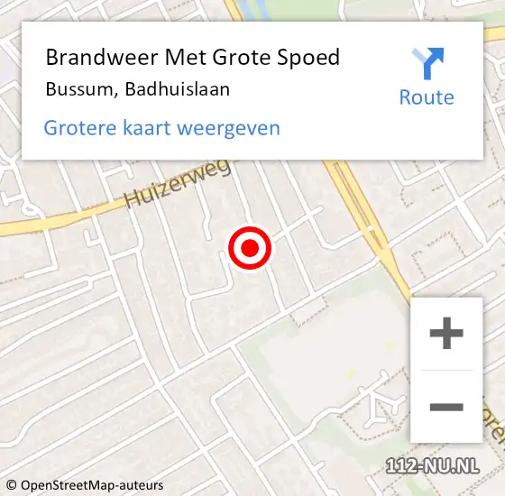 Locatie op kaart van de 112 melding: Brandweer Met Grote Spoed Naar Bussum, Badhuislaan op 22 mei 2015 10:08