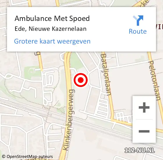 Locatie op kaart van de 112 melding: Ambulance Met Spoed Naar Ede, Nieuwe Kazernelaan op 22 mei 2015 11:00