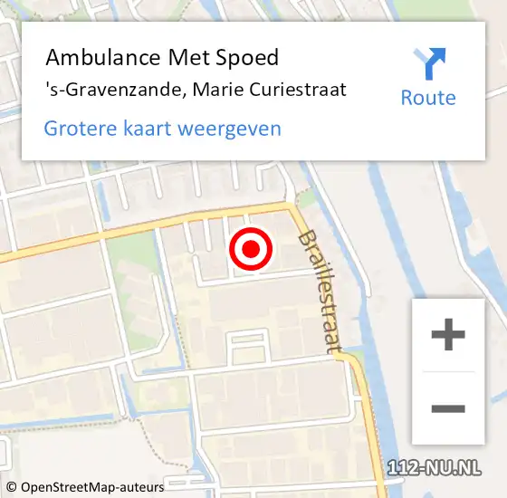 Locatie op kaart van de 112 melding: Ambulance Met Spoed Naar 's-Gravenzande, Marie Curiestraat op 22 mei 2015 11:29