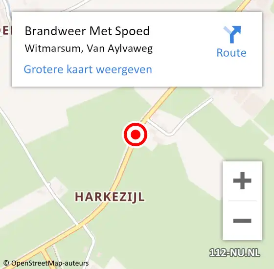 Locatie op kaart van de 112 melding: Brandweer Met Spoed Naar Witmarsum, Van Aylvaweg op 22 mei 2015 11:50