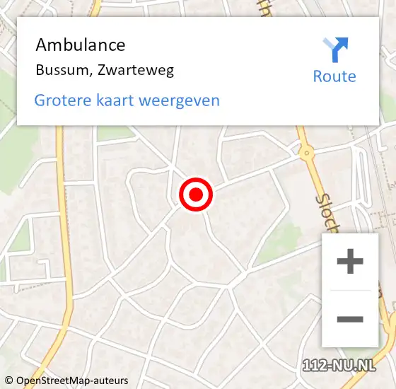 Locatie op kaart van de 112 melding: Ambulance Naarden, Zwarteweg op 22 mei 2015 12:14