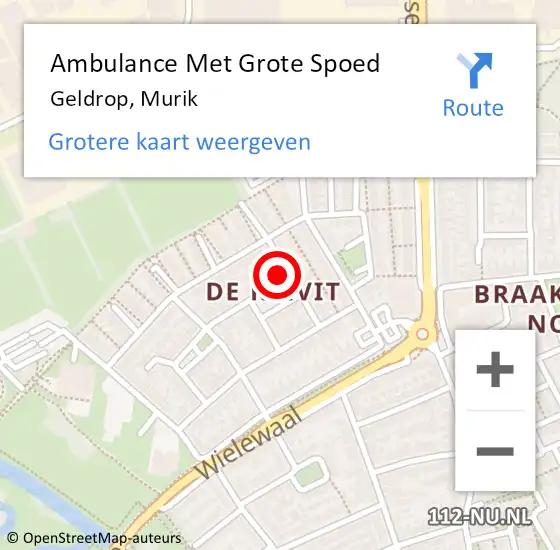 Locatie op kaart van de 112 melding: Ambulance Met Grote Spoed Naar Geldrop, Murik op 22 mei 2015 12:18