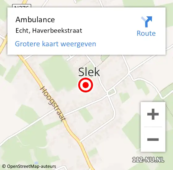 Locatie op kaart van de 112 melding: Ambulance Echt, Haverbeekstraat op 8 november 2013 14:06