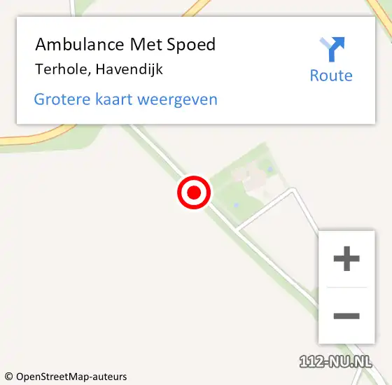 Locatie op kaart van de 112 melding: Ambulance Met Spoed Naar Terhole, Havendijk op 22 mei 2015 13:37
