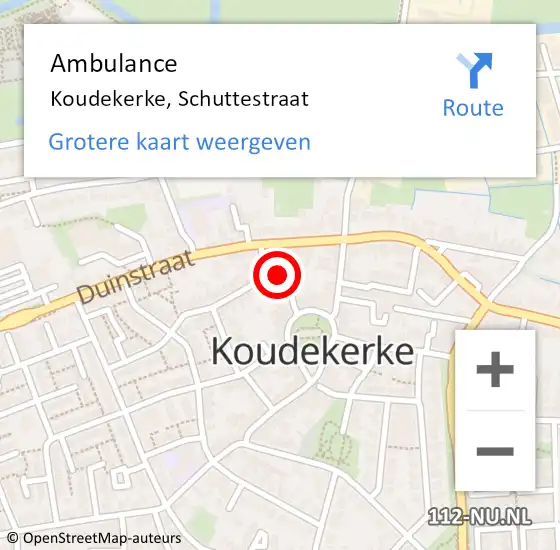 Locatie op kaart van de 112 melding: Ambulance Koudekerke, Schuttestraat op 22 mei 2015 15:00