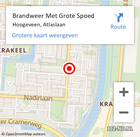 Locatie op kaart van de 112 melding: Brandweer Met Grote Spoed Naar Hoogeveen, Atlaslaan op 8 november 2013 14:15