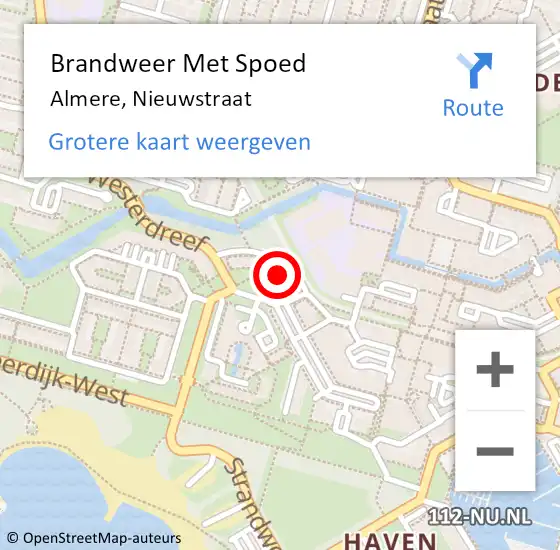 Locatie op kaart van de 112 melding: Brandweer Met Spoed Naar Almere, Nieuwstraat op 22 mei 2015 15:05