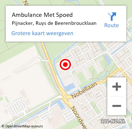 Locatie op kaart van de 112 melding: Ambulance Met Spoed Naar Pijnacker, Ruys de Beerenbroucklaan op 22 mei 2015 15:08