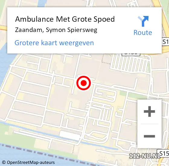 Locatie op kaart van de 112 melding: Ambulance Met Grote Spoed Naar Zaandam, Symon Spiersweg op 22 mei 2015 15:13