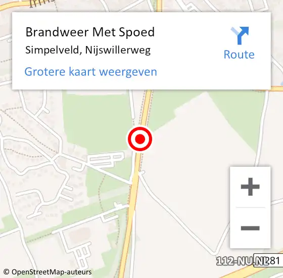 Locatie op kaart van de 112 melding: Brandweer Met Spoed Naar Simpelveld, Nijswillerweg op 22 mei 2015 15:14