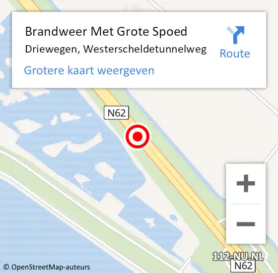 Locatie op kaart van de 112 melding: Brandweer Met Grote Spoed Naar Driewegen, N62 R hectometerpaal: 29,5 op 22 mei 2015 16:13