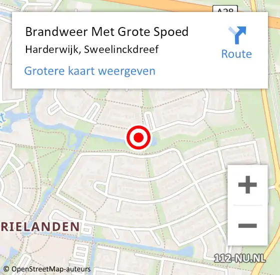 Locatie op kaart van de 112 melding: Brandweer Met Grote Spoed Naar Harderwijk, Sweelinckdreef op 22 mei 2015 16:58