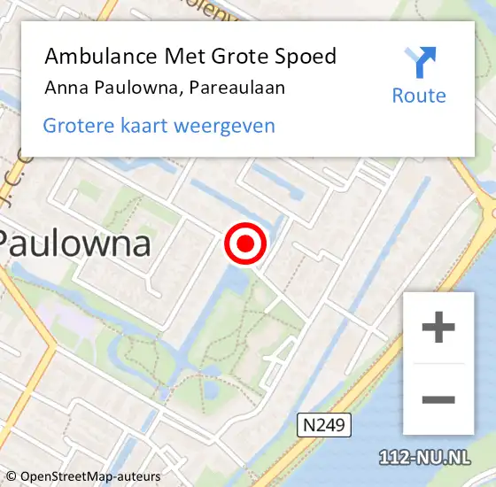 Locatie op kaart van de 112 melding: Ambulance Met Grote Spoed Naar Anna Paulowna, Pareaulaan op 22 mei 2015 18:06
