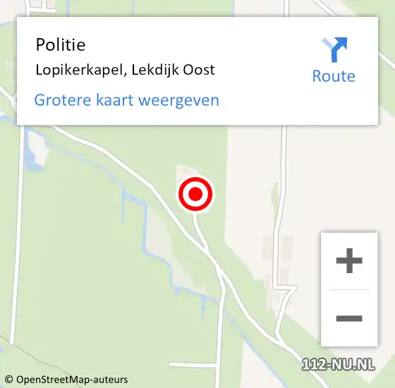 Locatie op kaart van de 112 melding: Politie Lopikerkapel, Lekdijk Oost op 22 mei 2015 18:33