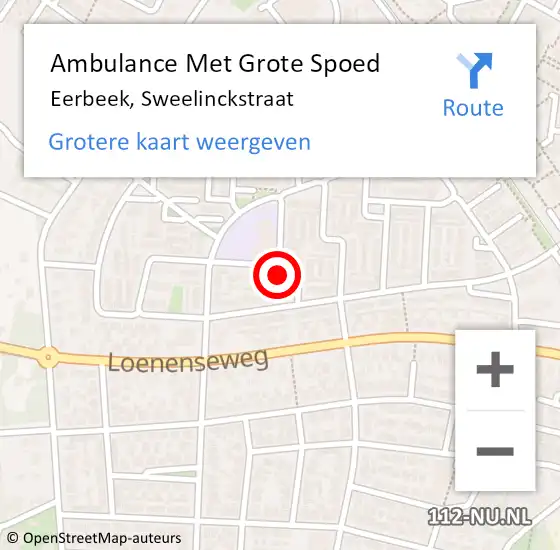 Locatie op kaart van de 112 melding: Ambulance Met Grote Spoed Naar Eerbeek, Sweelinckstraat op 22 mei 2015 18:37