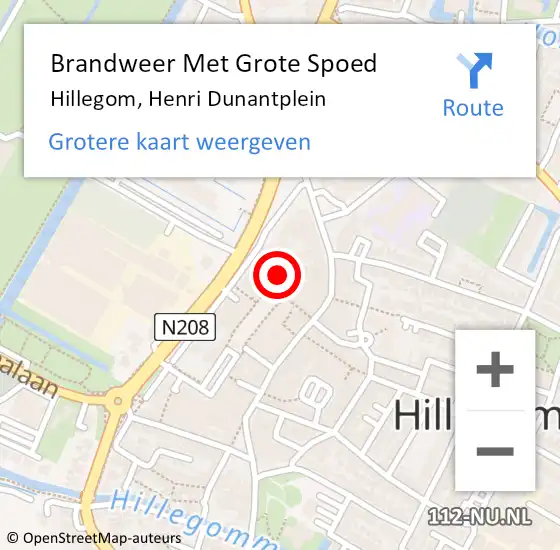 Locatie op kaart van de 112 melding: Brandweer Met Grote Spoed Naar Hillegom, Henri Dunantplein op 22 mei 2015 19:24