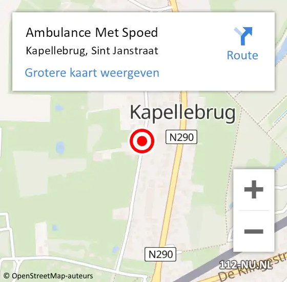 Locatie op kaart van de 112 melding: Ambulance Met Spoed Naar Kapellebrug, Sint Janstraat op 22 mei 2015 19:26