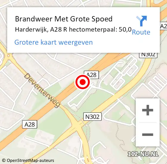 Locatie op kaart van de 112 melding: Brandweer Met Grote Spoed Naar Harderwijk, A28 R hectometerpaal: 50,1 op 22 mei 2015 20:22