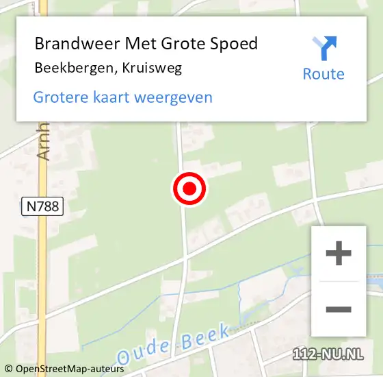 Locatie op kaart van de 112 melding: Brandweer Met Grote Spoed Naar Beekbergen, Kruisweg op 22 mei 2015 20:46