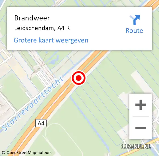 Locatie op kaart van de 112 melding: Brandweer Leidschendam, A4 R op 22 mei 2015 20:50