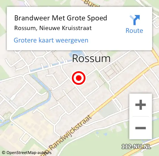 Locatie op kaart van de 112 melding: Brandweer Met Grote Spoed Naar Rossum, Nieuwe Kruisstraat op 22 mei 2015 21:31