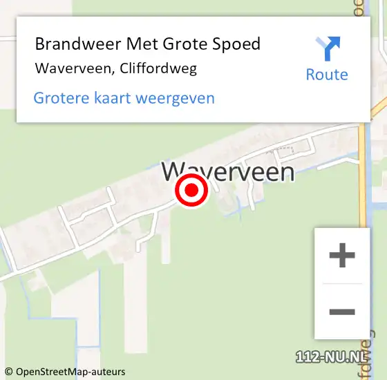 Locatie op kaart van de 112 melding: Brandweer Met Grote Spoed Naar Waverveen, Cliffordweg op 23 mei 2015 01:27