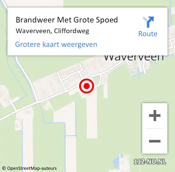 Locatie op kaart van de 112 melding: Brandweer Met Grote Spoed Naar Waverveen, Cliffordweg op 23 mei 2015 01:37