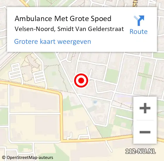 Locatie op kaart van de 112 melding: Ambulance Met Grote Spoed Naar Velsen-Noord, Smidt Van Gelderstraat op 23 mei 2015 01:47